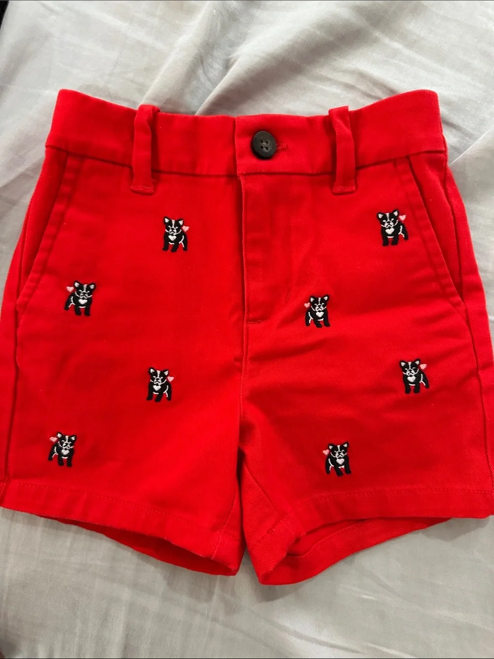 Janie and Jack Light Blue, Red, Cream Embroidered Kids Shorts Set